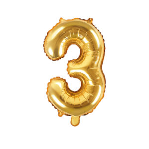 Kuldne fooliumõhupall number "3", 35 cm