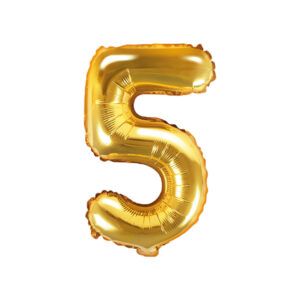 Kuldne fooliumõhupall number "5", 35 cm