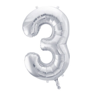 Fooliumõhupall number "3", 86 cm, hõbedane