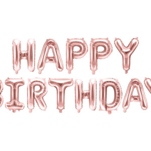 Fooliumõhupall "Happy Birthday", 340 × 35 cm, roosakuldne