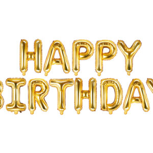 Fooliumõhupall "Happy Birthday", 340 × 35 cm, kuldne