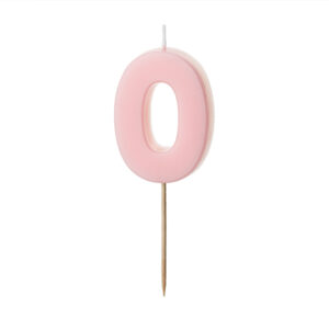 Sünnipäevaküünal number "0", heleroosa, 5,5 cm