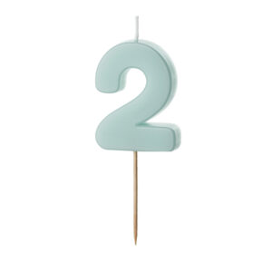 Sünnipäevaküünal number "2", helesinine, 5,5 cm