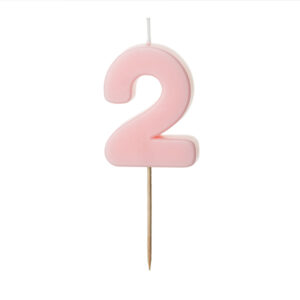 Sünnipäevaküünal number "2", heleroosa, 5,5 cm