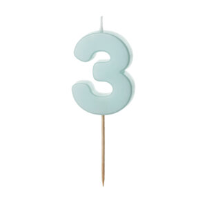 Sünnipäevaküünal number "3", helesinine, 5,5 cm