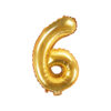 Kuldne fooliumõhupall number "6", 35 cm