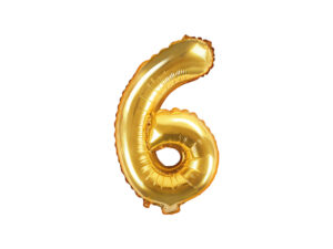 Kuldne fooliumõhupall number "6", 35 cm