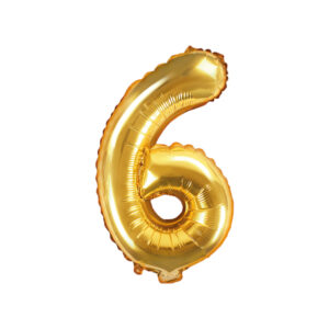 Kuldne fooliumõhupall number "6", 35 cm