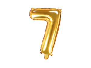 Kuldne fooliumõhupall number "7", 35 cm