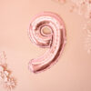 Fooliumõhupall number "9", 35 cm, roosakuldne
