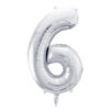 Fooliumõhupall number "6", 86 cm, hõbedane