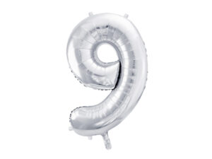 Fooliumõhupall number "9", 86 cm, hõbedane