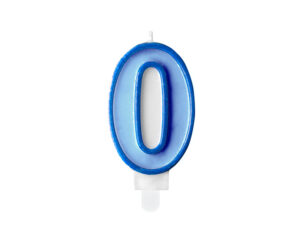 Sünnipäevaküünal number "0", sinine, 7 cm