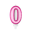 Sünnipäevaküünal number "0", roosa, 7 cm