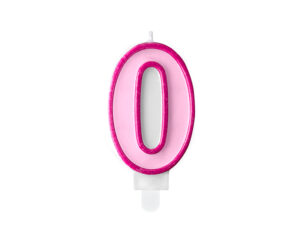 Sünnipäevaküünal number "0", roosa, 7 cm