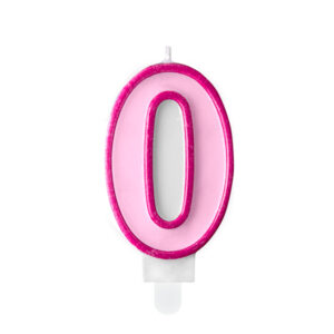 Sünnipäevaküünal number "0", roosa, 7 cm