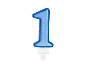 Sünnipäevaküünal number "1", sinine, 7 cm