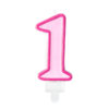Sünnipäevaküünal number "1", roosa, 7 cm