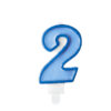Sünnipäevaküünal number "2", sinine, 7 cm