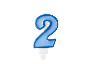 Sünnipäevaküünal number "2", sinine, 7 cm