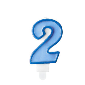 Sünnipäevaküünal number "2", sinine, 7 cm