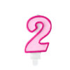 Sünnipäevaküünal number "2", roosa, 7 cm