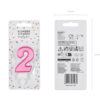 Sünnipäevaküünal number "2", roosa, 7 cm