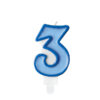 Sünnipäevaküünal number "3", sinine, 7 cm
