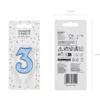Sünnipäevaküünal number "3", sinine, 7 cm
