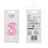 Sünnipäevaküünal number "3", roosa, 7 cm