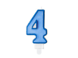 Sünnipäevaküünal number "4", sinine, 7 cm