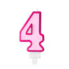 Sünnipäevaküünal number "4", roosa, 7 cm
