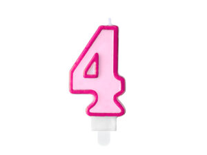 Sünnipäevaküünal number "4", roosa, 7 cm