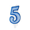 Sünnipäevaküünal number "5", sinine, 7 cm