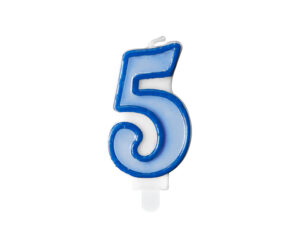Sünnipäevaküünal number "5", sinine, 7 cm