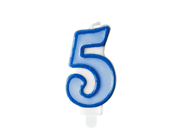 SCU1-5-001_01_S Sünnipäevaküünal number "5", sinine, 7 cm