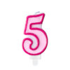 Sünnipäevaküünal number "5", roosa, 7 cm