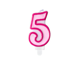 Sünnipäevaküünal number "5", roosa, 7 cm