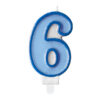 Sünnipäevaküünal number "6", sinine, 7 cm