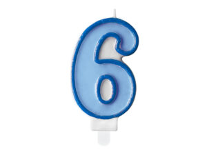 Sünnipäevaküünal number "6", sinine, 7 cm