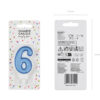 Sünnipäevaküünal number "6", sinine, 7 cm