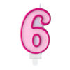Sünnipäevaküünal number "6", roosa, 7 cm