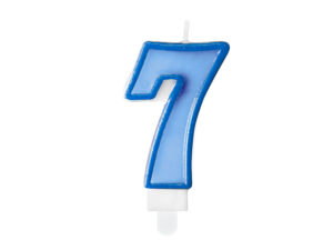 Sünnipäevaküünal number "7", sinine, 7 cm