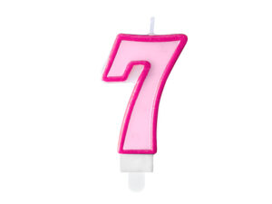 Sünnipäevaküünal number "7", roosa, 7 cm