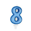 Sünnipäevaküünal number "8", sinine, 7 cm
