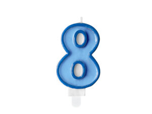 Sünnipäevaküünal number "8", sinine, 7 cm