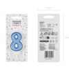 Sünnipäevaküünal number "8", sinine, 7 cm