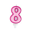 Sünnipäevaküünal number "8", roosa, 7 cm