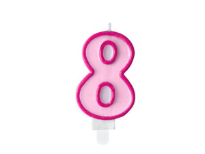 Sünnipäevaküünal number "8", roosa, 7 cm