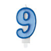 Sünnipäevaküünal number "9", sinine, 7 cm